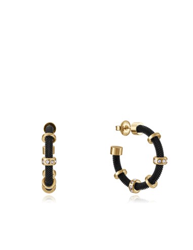 Pendientes Chic Acero Maya Milanesa Negra,...