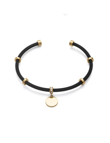 Pulsera Acero Ip Negro Malla Milanesa detalles...