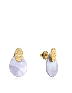 Pendientes Acero IP Dorado & Madre Perla Elegant Movimiento