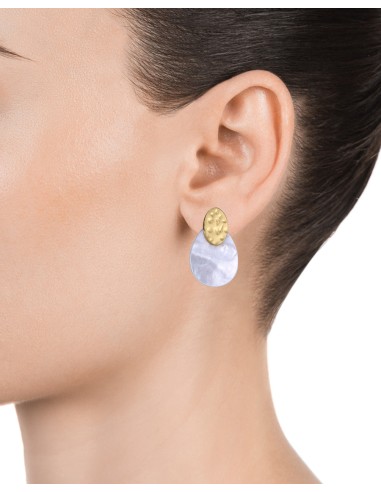 Pendientes Acero IP Dorado & Madre Perla...