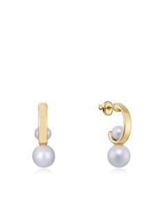 Pendientes Chic Acero Ip Dorado & Perla Cultivada