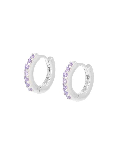 Aritos Riel de Circonitas Lila Plata (1cm)