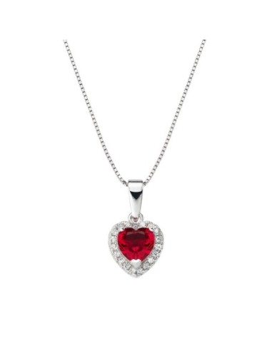 Colgante plata corazon rojo