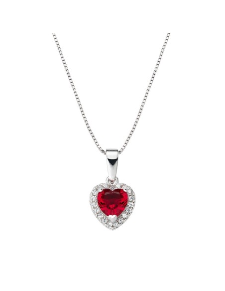 Colgante plata corazon rojo
