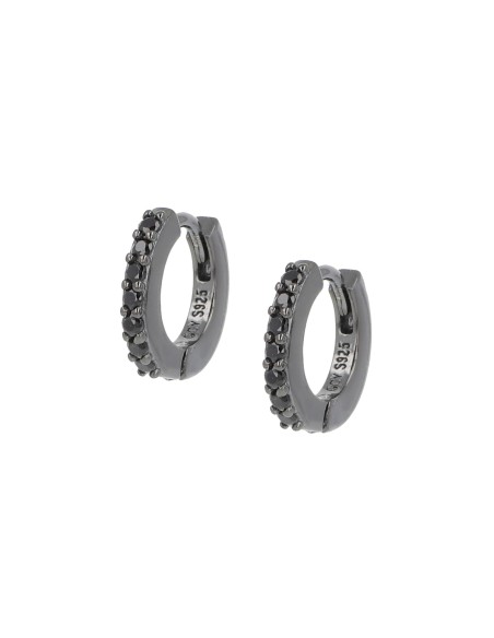 Aritos Riel Circonita Negra Plata de 1ªLey Black Rodium (1cm)