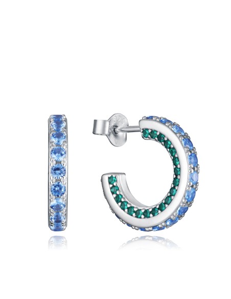 Pendiente Plata de 1ªLey Circonitas Verdes y Azules