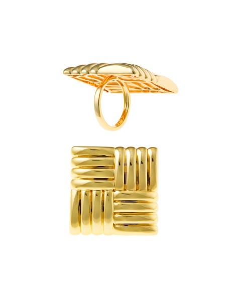 Anillo chapado dorado cuadrado