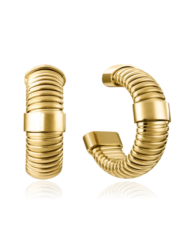 Pendientes acero dorado aros tubogas
