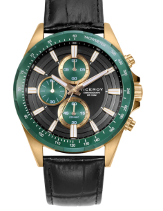 Reloj acero dorado y cerámica, cronógrafo