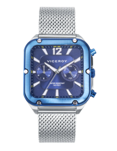 Reloj acero cuadrado malla milanesa