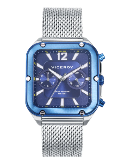 Reloj acero cuadrado malla milanesa