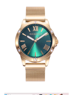 Reloj acero dorado malla milanesa