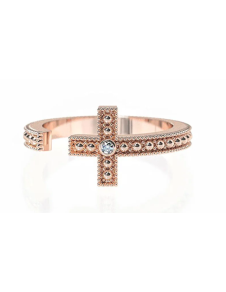 Anillo plata rosa diamante natural