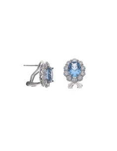 pendientes de plata roseta circonita azul