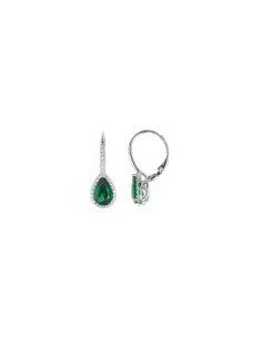 PENDIENTES PLATA RODIO PERA CIRCONITA NANO VERDE