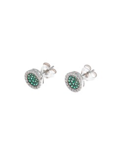 PENDIENTES PLATA RODIO REDONDOS SPINEL VERDE SOBRE...