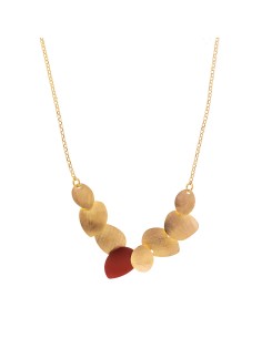 COLLAR PLATA CHAPADO DORADO OVALOS UNO ESMALTE ROJO...