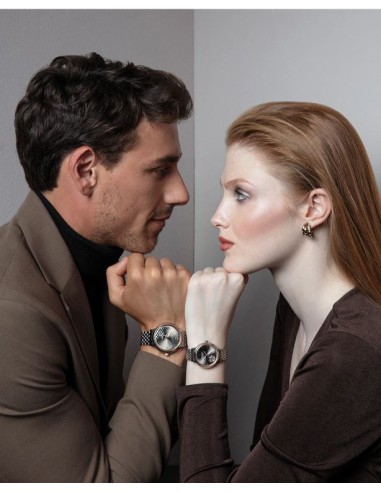 Reloj caja bicolor acero e Ip rosa con cristal...