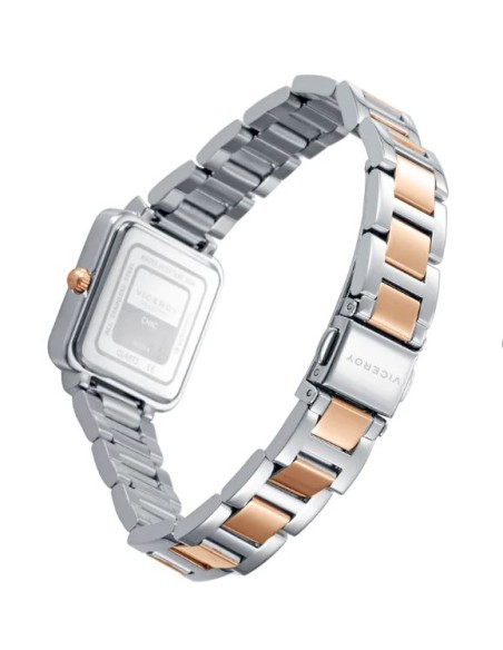 Reloj caja de acero con circonitas y corona Ip rosa