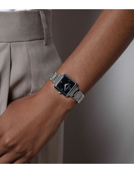 Reloj caja de acero y brazalete de acero con movimiento cuarzo