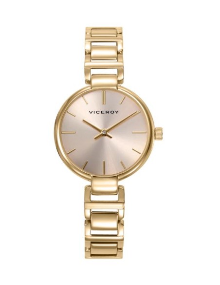 Reloj caja de acero Ip dorado,brazalete de acero Ip dorado, movimiento cuarzo