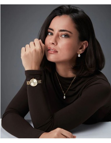 Reloj caja de acero Ip dorado,brazalete de...