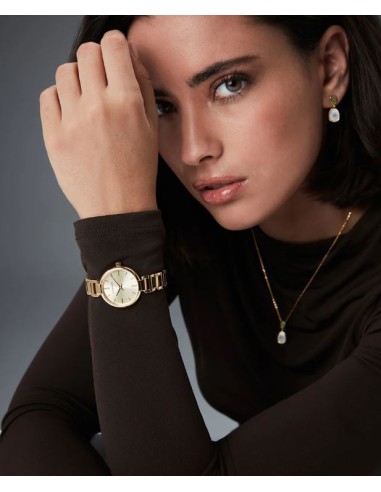 Reloj caja de acero Ip dorado,brazalete de...