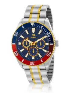 RELOJ ACERO BICOLOR ESFERA AZUL