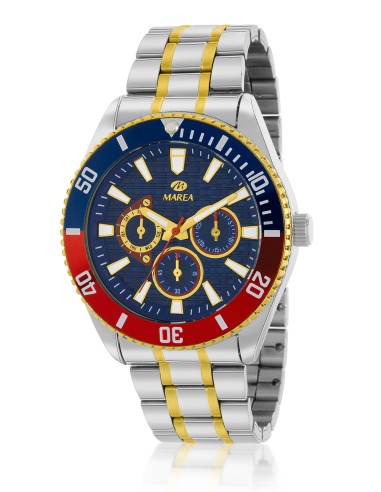 RELOJ ACERO BICOLOR ESFERA AZUL