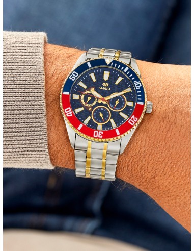 RELOJ ACERO BICOLOR ESFERA AZUL