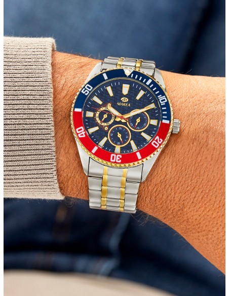 RELOJ ACERO BICOLOR ESFERA AZUL