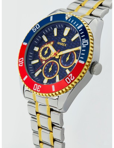 RELOJ ACERO BICOLOR ESFERA AZUL