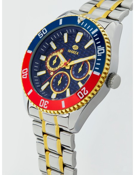 RELOJ ACERO BICOLOR ESFERA AZUL