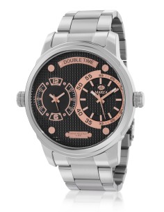 RELOJ ACERO HOMBRE DOBLE HORARIO