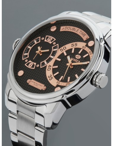 RELOJ ACERO HOMBRE DOBLE HORARIO