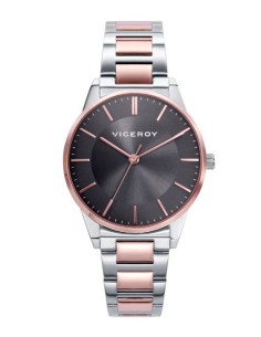 Reloj de mujer Dress con caja y brazalete de acero bicolor