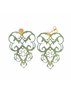 PENDIENTE PLATA CHAPADO DORADO ARABESCO VERDE