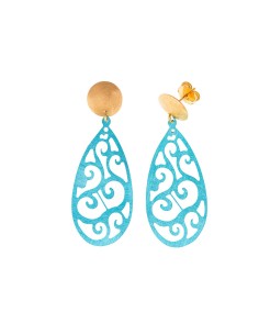 PENDIENTE PLATA CHAPADO DORADO VERDE PERA FILIGRANAS