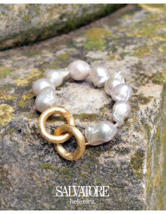 PULSERA PLATA CHAPADO DORADO PERLAS BARROCA 2